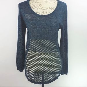 Rock & Republic Metallic Mesh Shirt Size Large